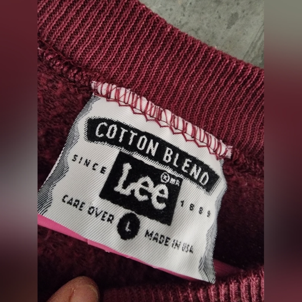 Vintage Lee 80's Maroon Short Sleeve Sweatshirt - Picture 4 of 5